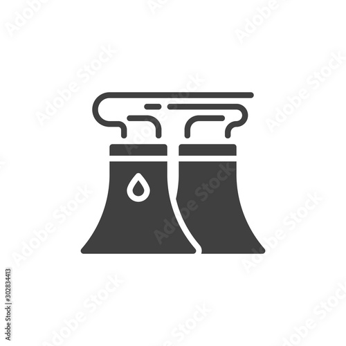 Cooling tower vector icon. filled flat sign for mobile concept and web design. Thermal power station glyph icon. Symbol, logo illustration. Vector graphics