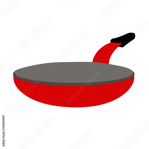 Red Frying Pan - Cartoon Vector Image