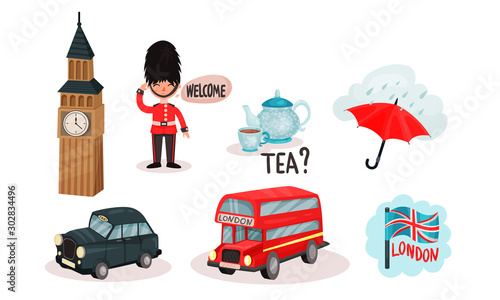 Great Britain symbols set. Vector illustration on a white background.