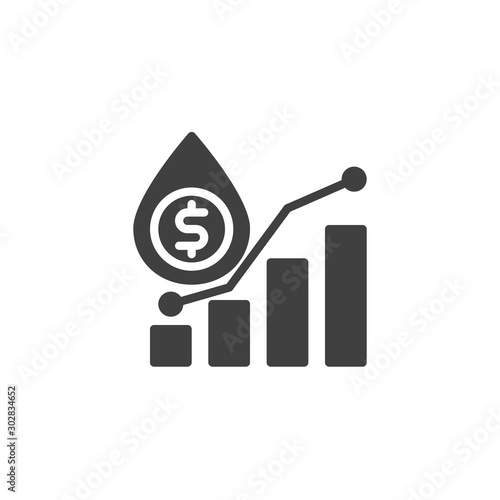 Oil industry profit vector icon. filled flat sign for mobile concept and web design. Oil price graph glyph icon. Symbol, logo illustration. Vector graphics