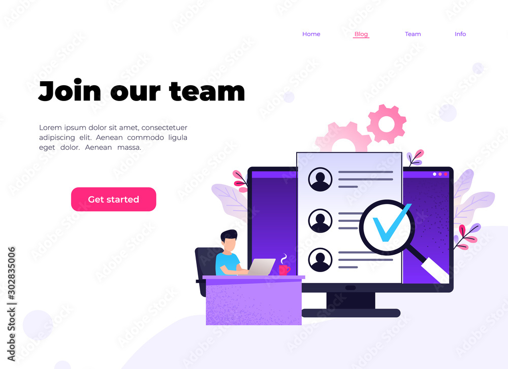 We're hiring join our team Online Recruitment vector illustration concept, man apply cv, reviewing candidates, can use for landing page, template, ui, web, mobile app, poster, banner, flyer We're hiring join our team Online Recruitment vector illustration concept, man apply cv, reviewing candidates, can use for landing page, template, ui, web, mobile app, poster, banner, flyer
