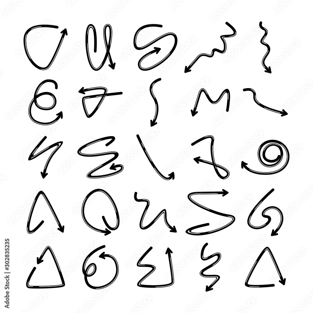 doodle arrows icons set comic style doodle arrows icons set comic style