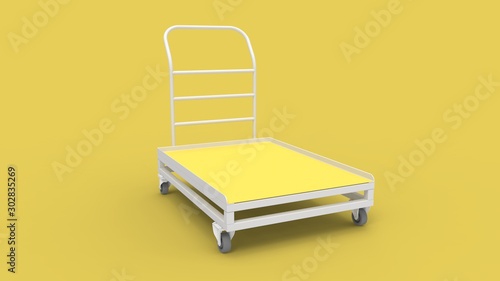 3d rendering of a push cart isolated in studio background