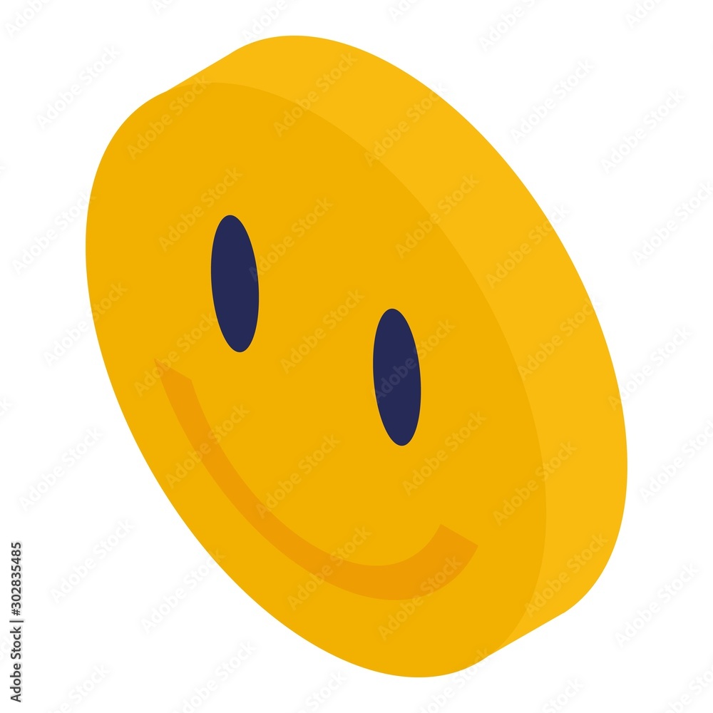 Smiling emoji icon. Isometric of smiling emoji vector icon for web design isolated on white background Smiling emoji icon. Isometric of smiling emoji vector icon for web design isolated on white background