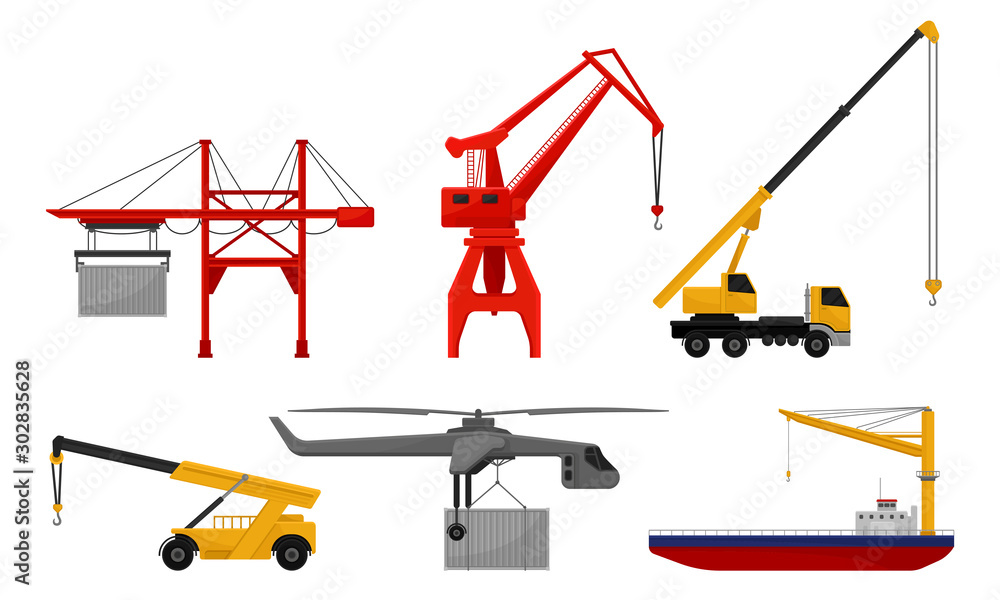 Set of cranes. Vector illustration on a white background. Set of cranes. Vector illustration on a white background.