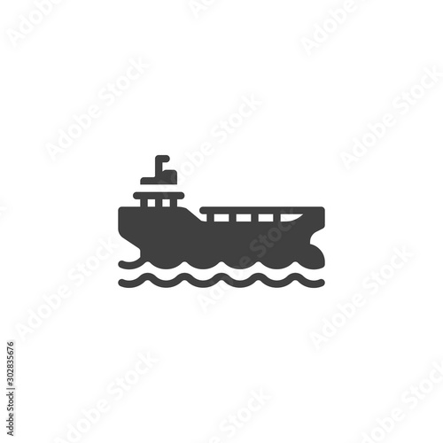Cargo ship vector icon. filled flat sign for mobile concept and web design. Oil platform glyph icon. Symbol, logo illustration. Vector graphics