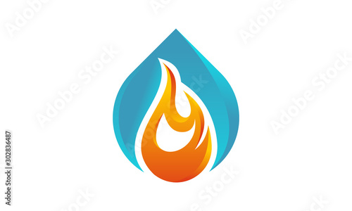 logo fire and water hot and cold vector