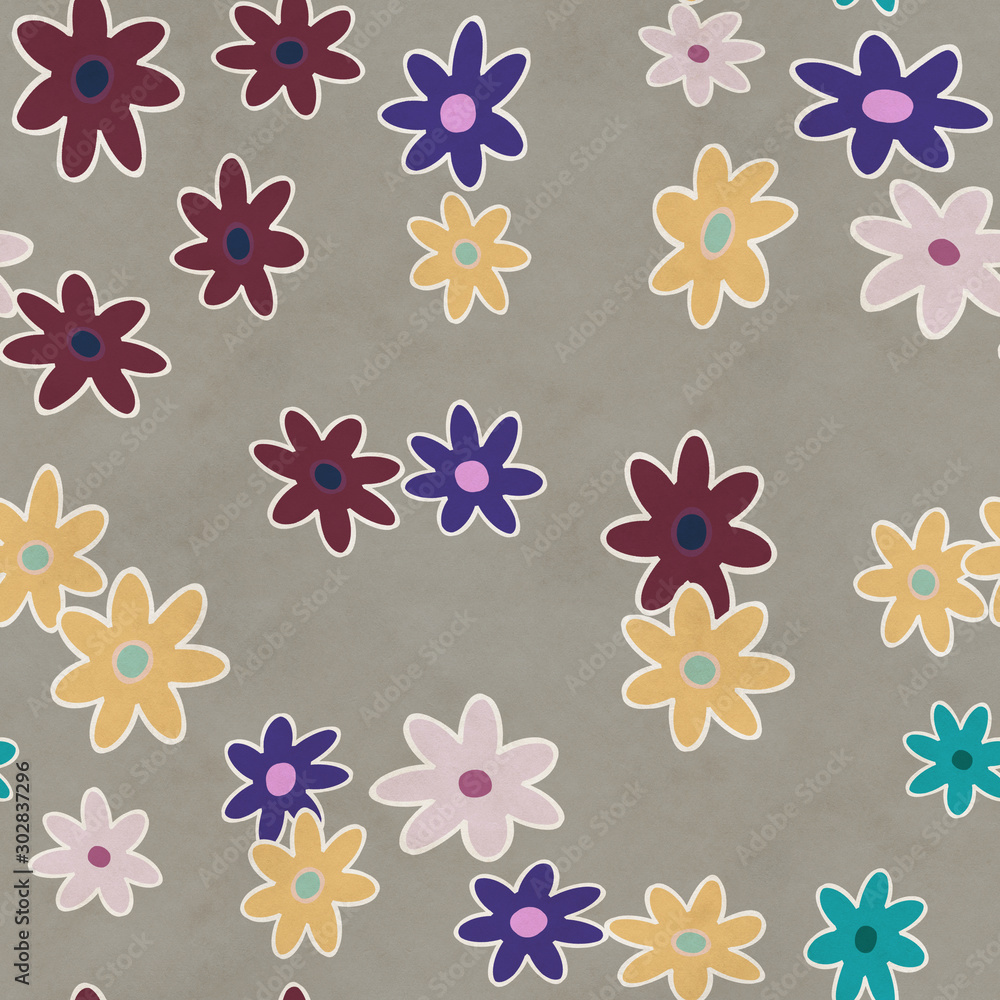 simple flowers patter, seamless background