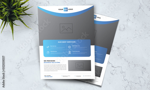 A4 minimalist modern elegant business template flayer vol 96 with blue and white color cmyk ready to print in vector editable layer