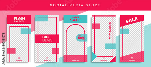 Banners Bundle Kit Set of Social Media Instagram Story. Geometric Stories Sale Banner Background ,Poster, Flyer, Coupon, Layout Composision Gift Card, Smartphone Templates Story editable eps 10 vector