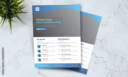 A4 minimalist modern elegant business template flayer vol 99 with blue and white color cmyk ready to print in vector editable layer
