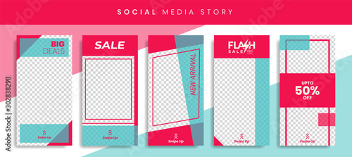 Banners Bundle Kit Set of Social Media Instagram Story. Geometric Stories Sale Banner Background ,Poster, Flyer, Coupon, Layout Composision Gift Card, Smartphone Templates Story editable eps 10 vector
