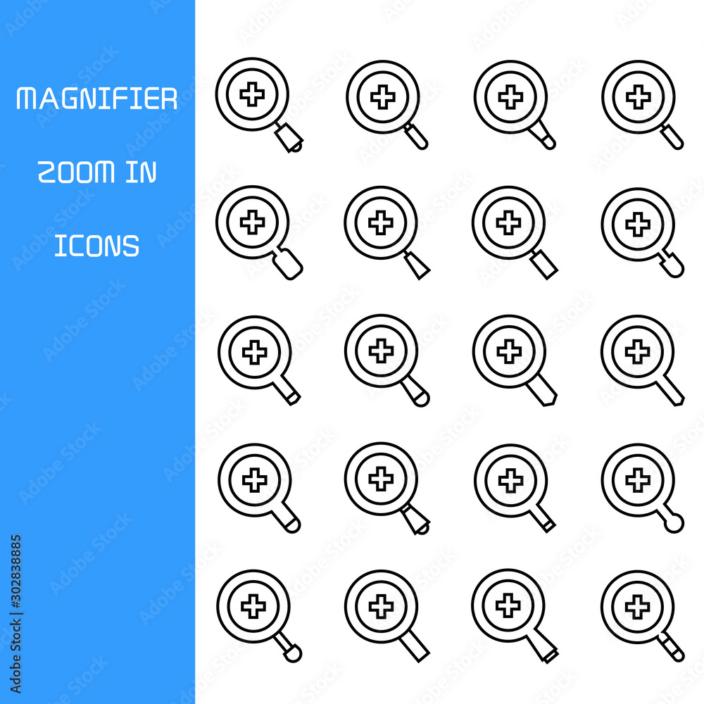 zoom in icons, magnifier glass icons zoom in icons, magnifier glass icons