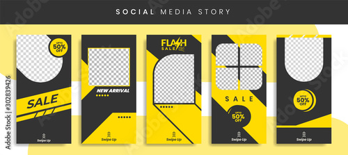 Banners Bundle Kit Set of Social Media Instagram Story. Geometric Stories Sale Banner Background ,Poster, Flyer, Coupon, Layout Composision Gift Card, Smartphone Templates Story editable eps 10 vector photo