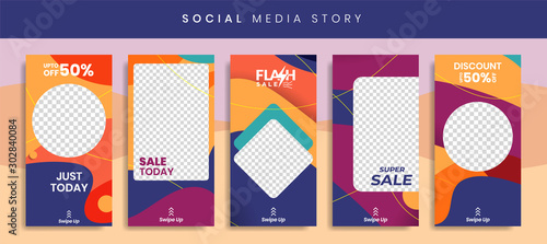 Banners Bundle Kit Set of Social Media Instagram Story. Geometric Stories Sale Banner Background ,Poster, Flyer, Coupon, Layout Composision Gift Card, Smartphone Templates Story editable eps 10 vector