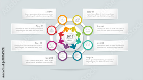 Wallpaper Mural Modern infographic template with circle and 6 steps or option for workflow layout, diagram, number options, step up options, web design and presentations Torontodigital.ca
