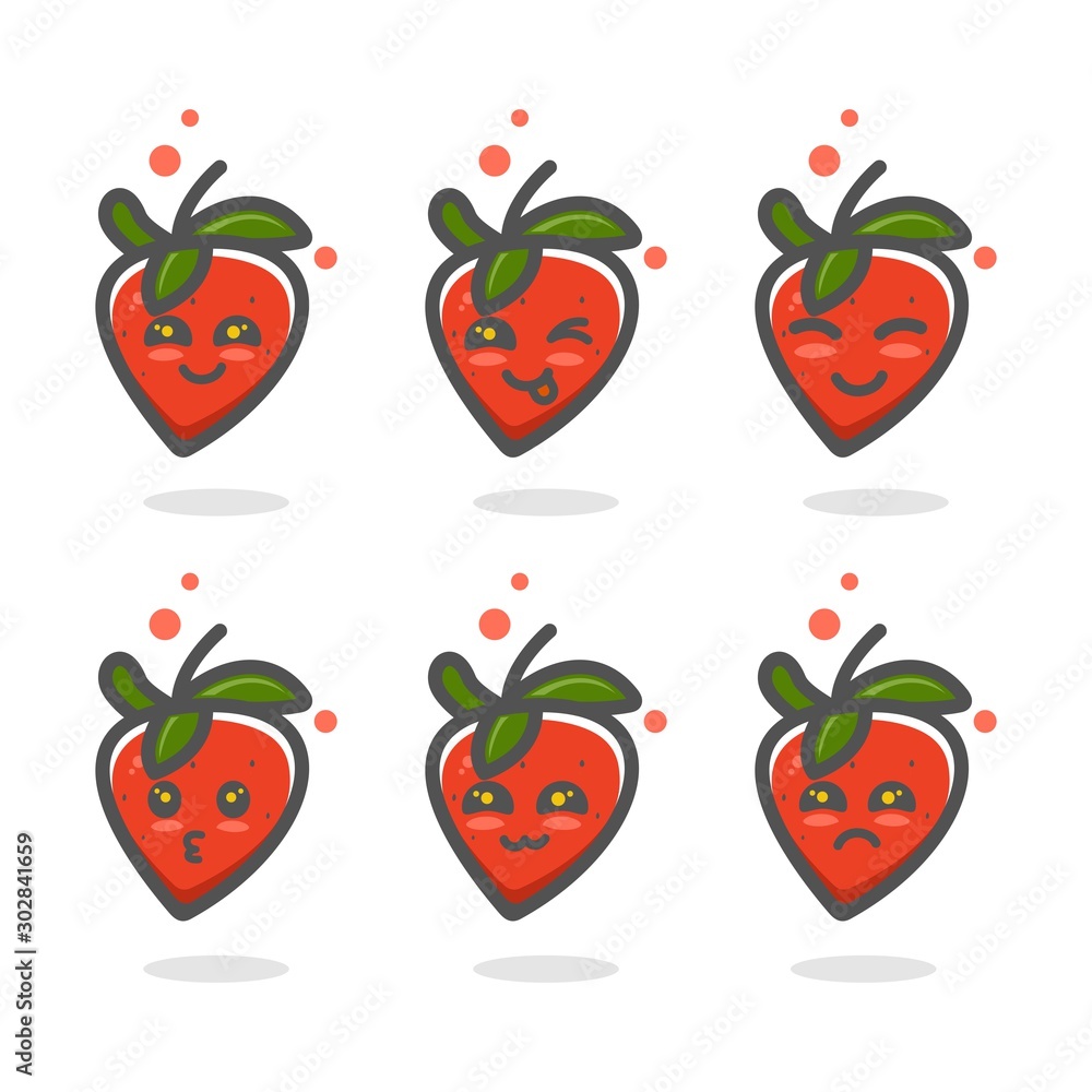 strawberry mascot character cartoon icon design bundle strawberry mascot character cartoon icon design bundle
