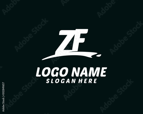 ZF Initial with splash logo vector