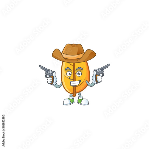 Mascot a cowboy with yellow autumn leaves