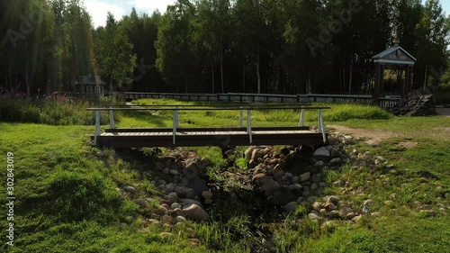 Aerial view from the Volga River Source. Village Volgoverkhovye, Tver region, Russia photo