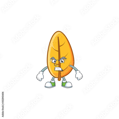 Cartoon yellow autumn leaves with annoyed character