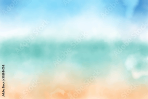 blue sky and sand beach watercolor background eps10 vectors illustration
