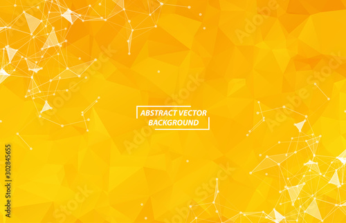 Abstract Geometric Yellow Polygonal background molecule and communication. Connected lines with dots. Concept of the science, chemistry, biology, medicine, technology.