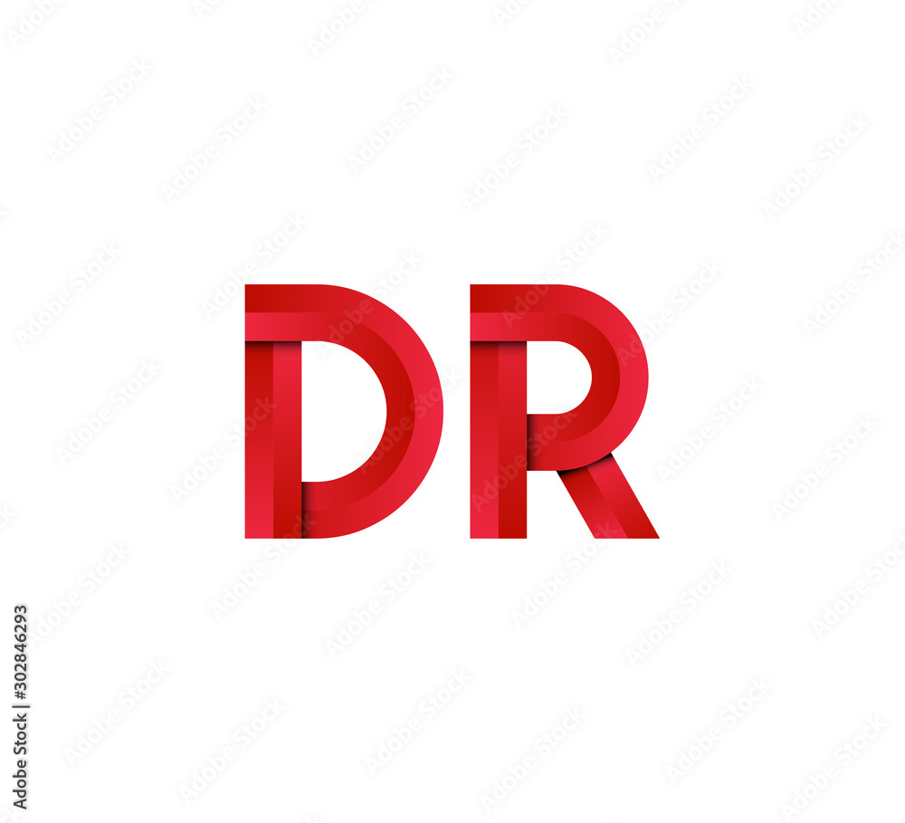 Initial two letter red 3D logo vector DR Initial two letter red 3D logo vector DR