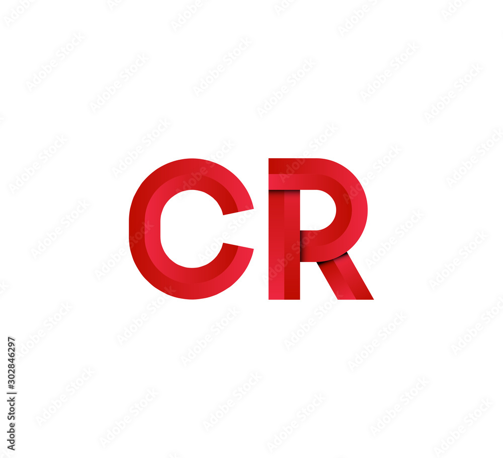 Initial two letter red 3D logo vector CR Initial two letter red 3D logo vector CR