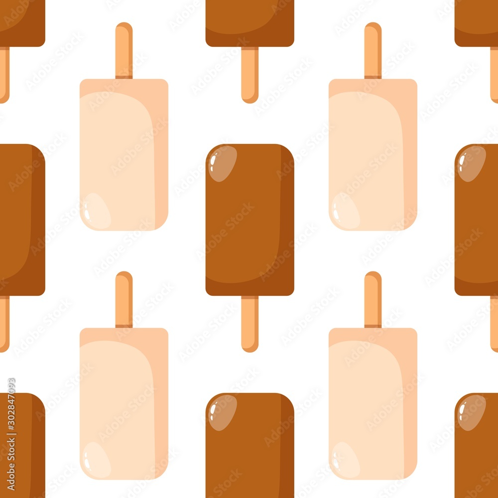 Bright flat seamless pattern with ice cream. Vector geometric hot summer Illustration for local farm market or some handmade icecream with background Bright flat seamless pattern with ice cream. Vector geometric hot summer Illustration for local farm market or some handmade icecream with background