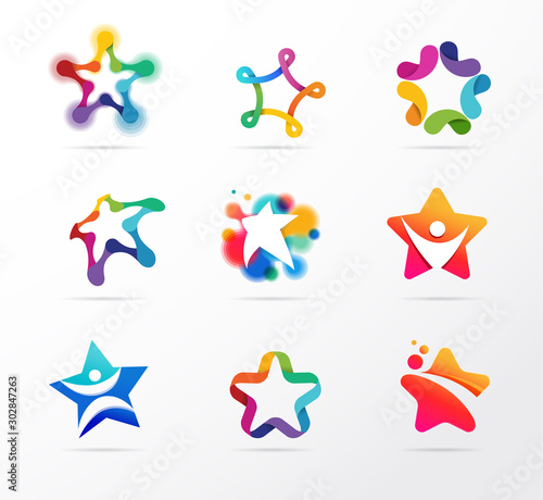 Star, fitness, sport, excellence, learning and design icons and logos. Vector design