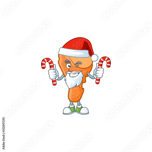 Crispy chicken thigh with mascot a santa bring candy.