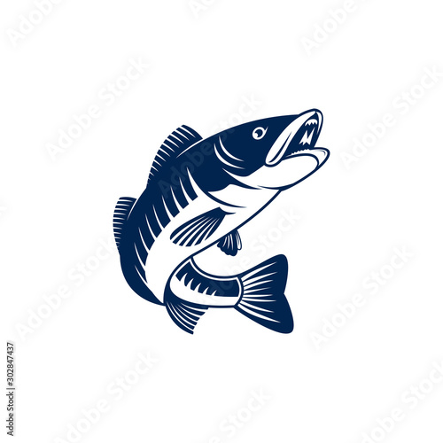 salmon fish logo. fish fishing emblem for sport club.