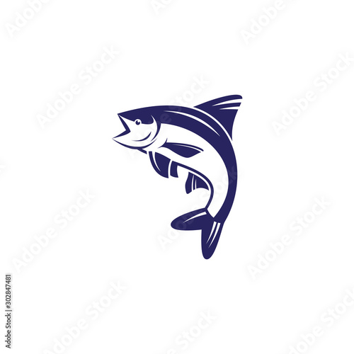 salmon fish logo. fish fishing emblem for sport club.