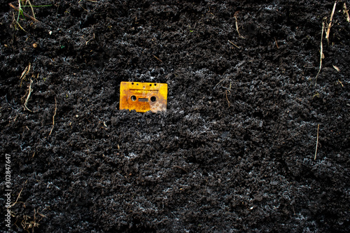 Retro cassette in dirt background