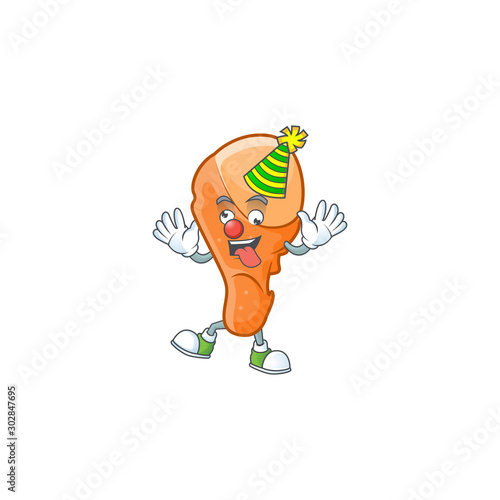 Crispy chicken thigh with mascot a clown.