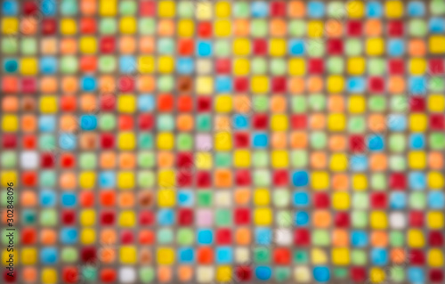 Abstract detail of beautiful Multicolor soft blurred ceramic mosaic wall background and texture