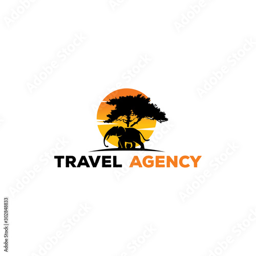 safari traveling. African wild animals silhouettes icon style design