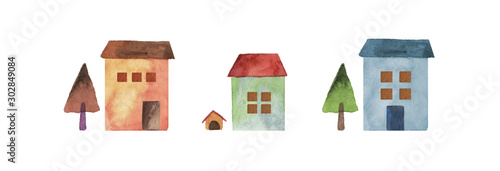 水彩ベクターの家