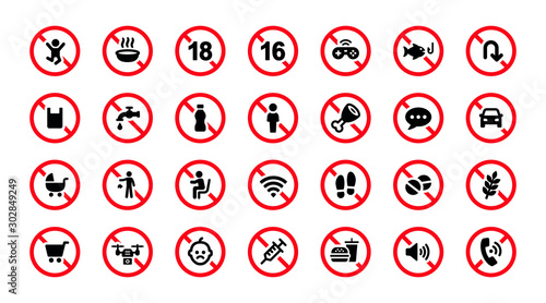 Prohibited icon set - Forbidden symbol