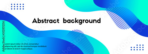 Vector abstract long banner. Blue gradient liquid fluid shapes and text. Background for social media cover