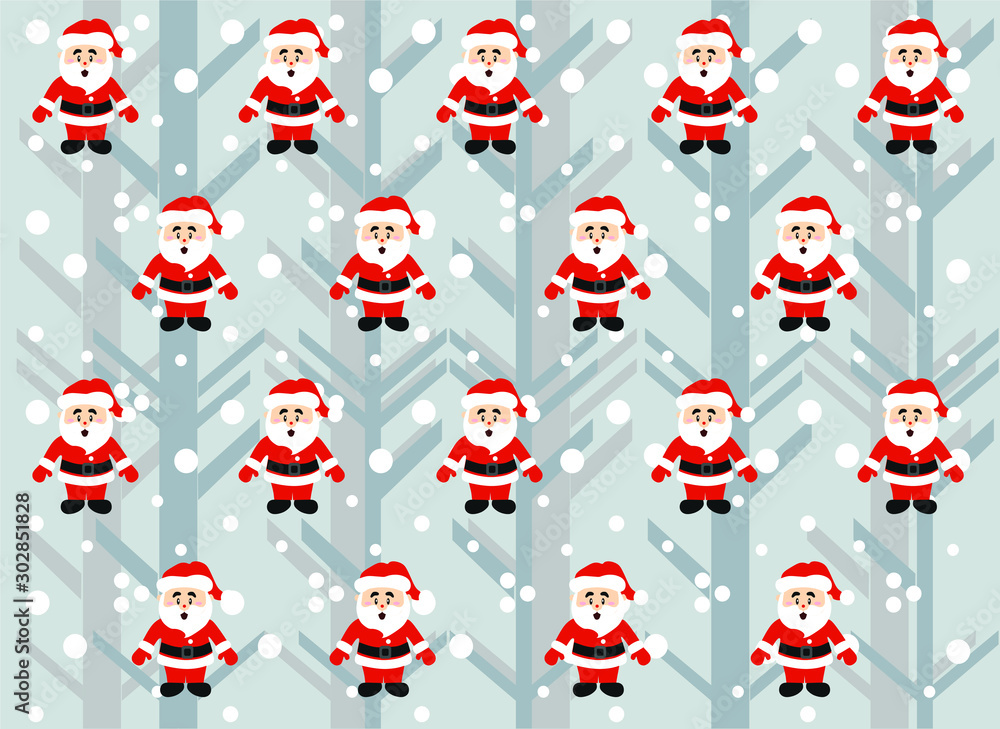 Christmas pattern with santa claus on a gray background with snowflakes Christmas pattern with santa claus on a gray background with snowflakes