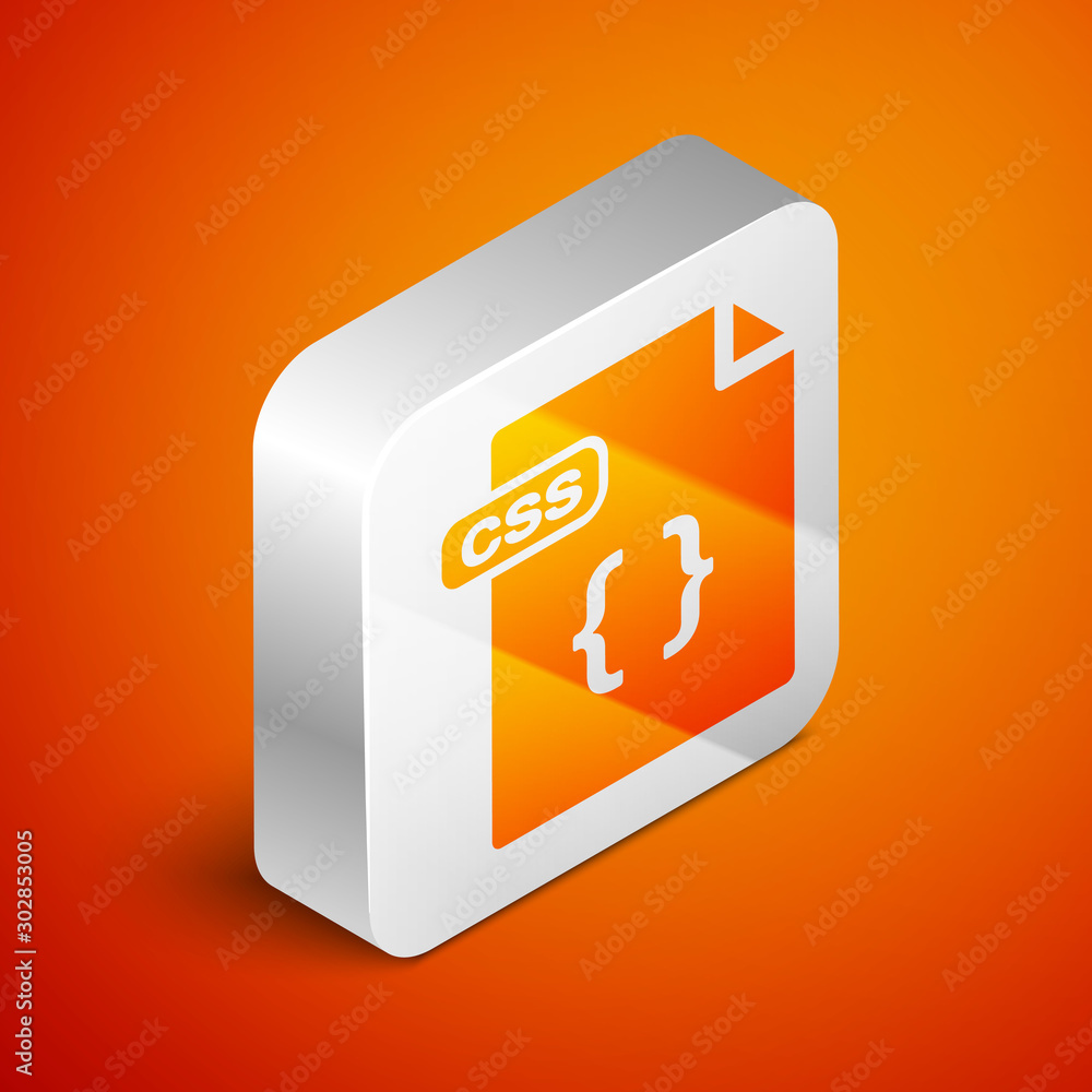 Isometric CSS file document. Download css button icon isolated on orange  background. CSS file symbol. Silver square button. Vector Illustration  Stock-Vektorgrafik | Adobe Stock
