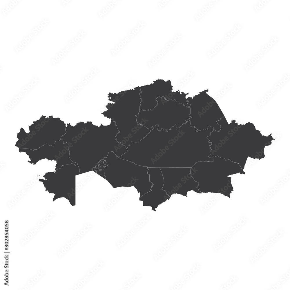 Kazakhstan map on white background vector, Kazakhstan Map Outline Shape Black on White Vector Illustration, High detailed black illustration map -Kazakhstan.
