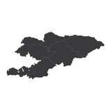 Kyrgyzstan map on white background vector, Kyrgyzstan Map Outline Shape Black on White Vector Illustration, High detailed black illustration map -Kyrgyzstan.