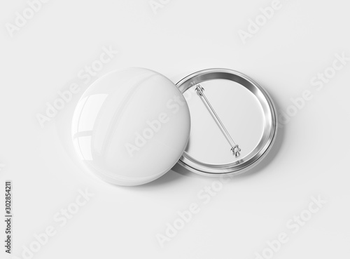 Fotografiet A mockup of two badges on white background 3D rendering