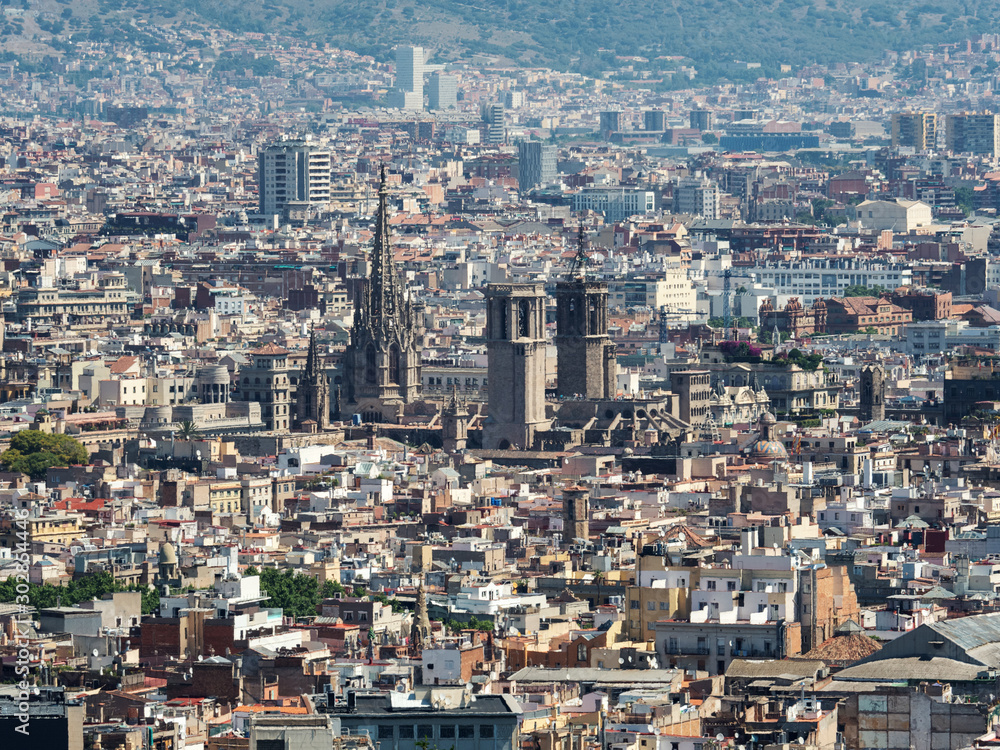 High angle view of Barcelona city