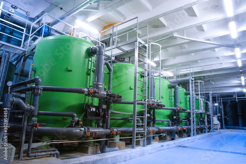 water treatment tanks at industrial power plant