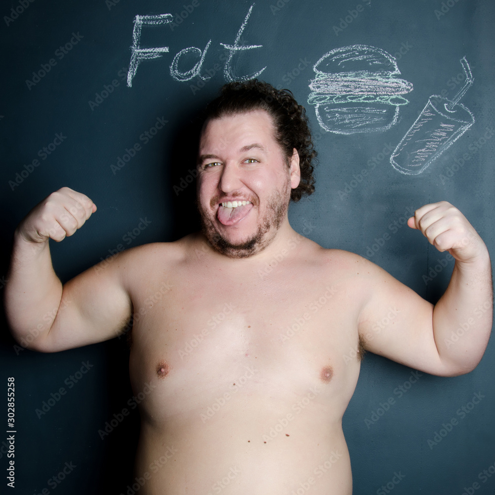 Diet and healthy lifestyle. Funny fat guy.