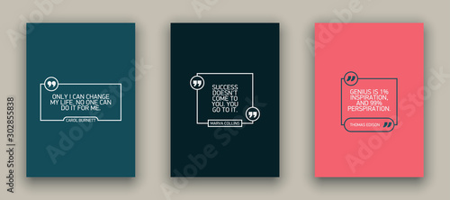Quote speech bubble blank templates set. Text in brackets on flat paper, citation frames, quote bubbles. Textbox isolated on color background. Modern typography flat design cloud. Vector illustration.